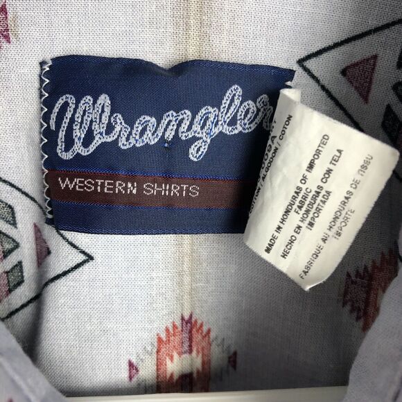 Vintage Wrangler Button Up Shirt Mens 2X Aztec Western Pearl Snap Long Sleeve - Picture 6 of 12